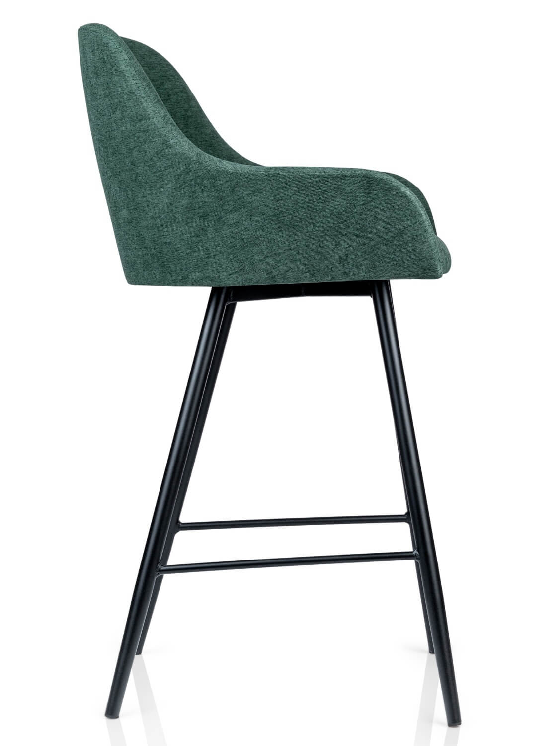 Boho velvet hoker do jadalni Marcus na czarnych nogach z podłokietnikami - kulok meble - widok z boku